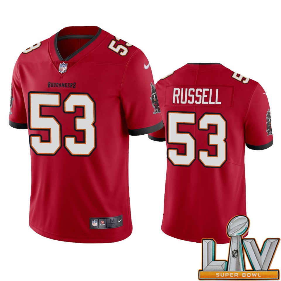 Super Bowl LV 2021 Tampa Bay Buccaneers Men Nike NFL #53 Chapelle Russell Red Vapor Untouchable Limited Jersey